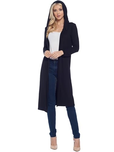 Isaac Liev Women's Hooded Cardigans Maxi Long Duster Lightweight